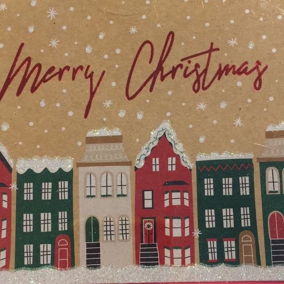 Merry Christmas Holiday Snowy Glitter Houses Greeting Card Set NWT 15count - Picture 3 of 16